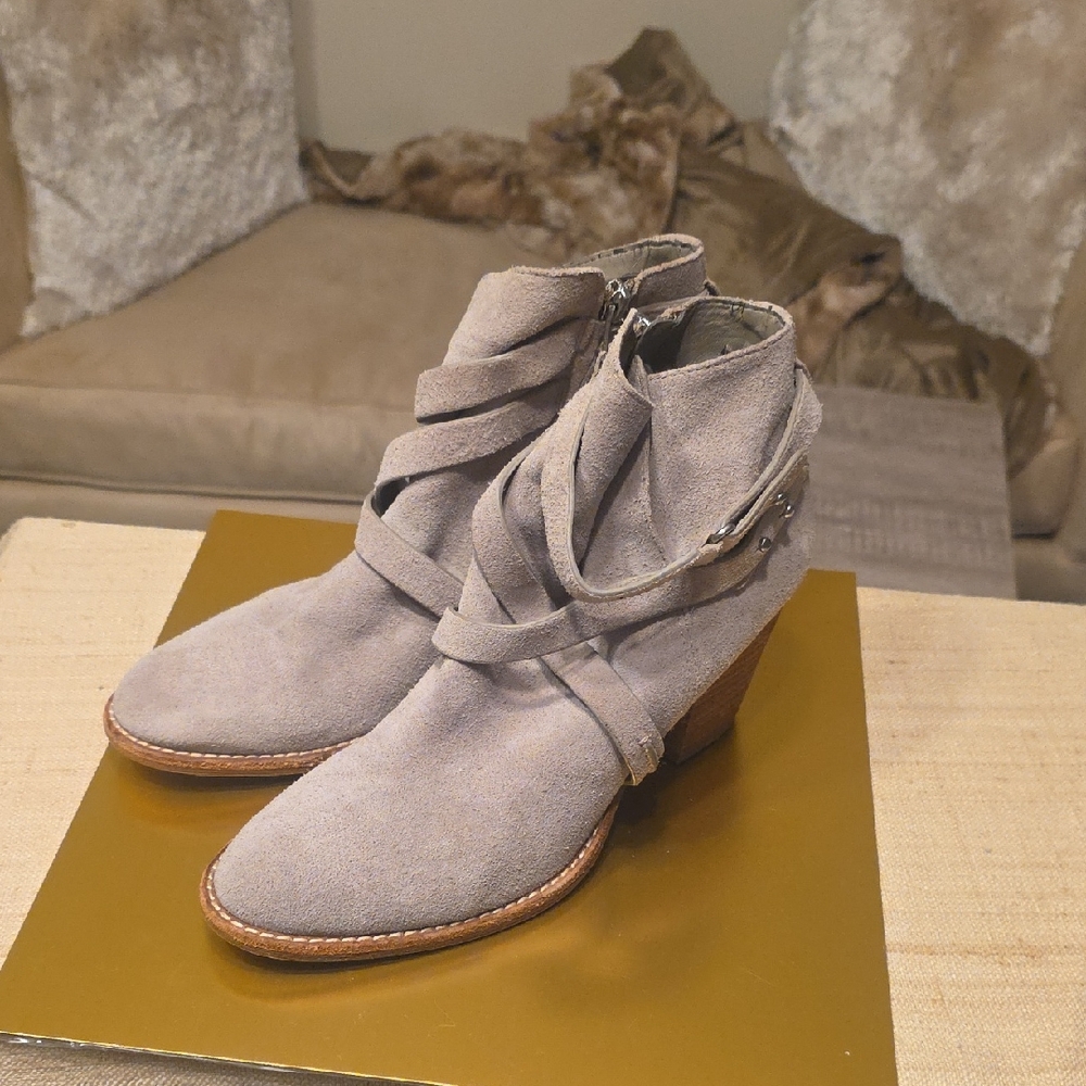 Sam Edelman Taupe Suede Ankle Booties